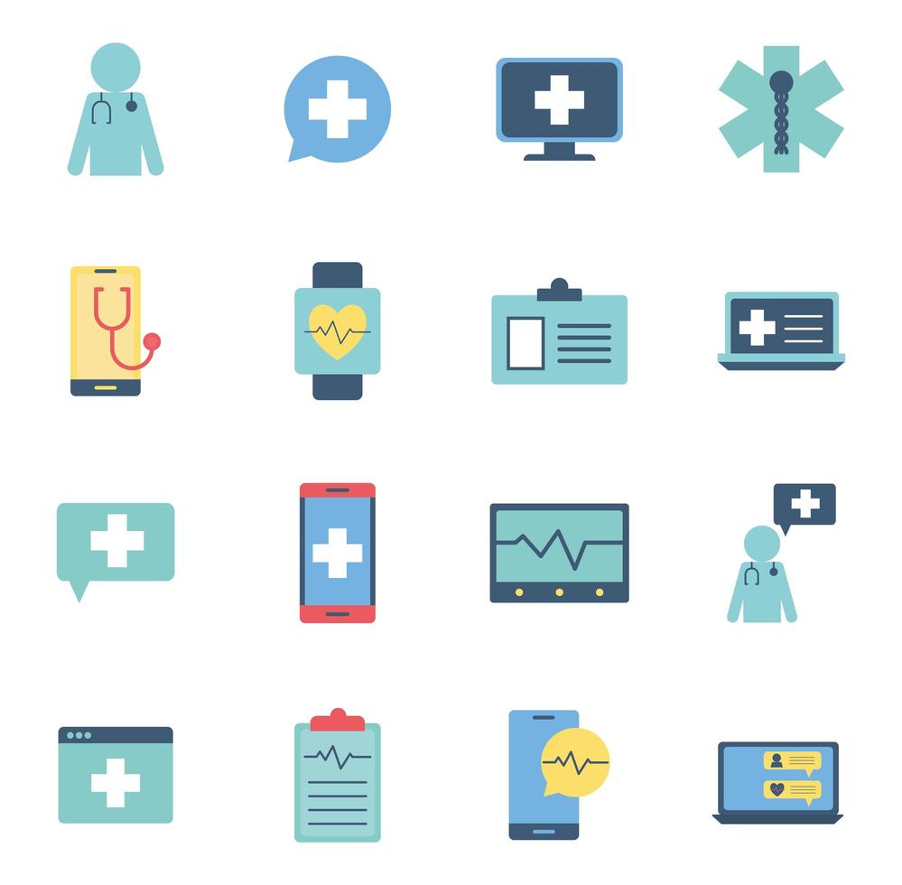 Online health icon set vector