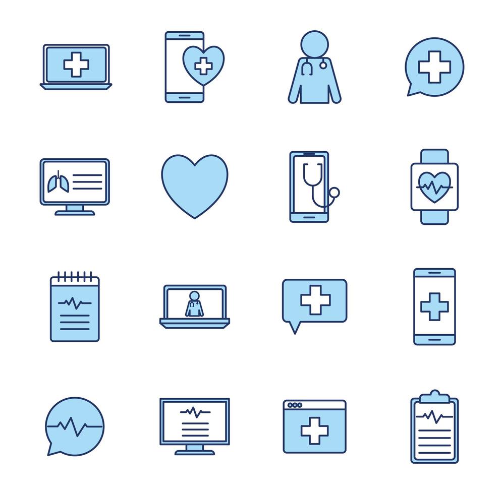 Online health icon set vector