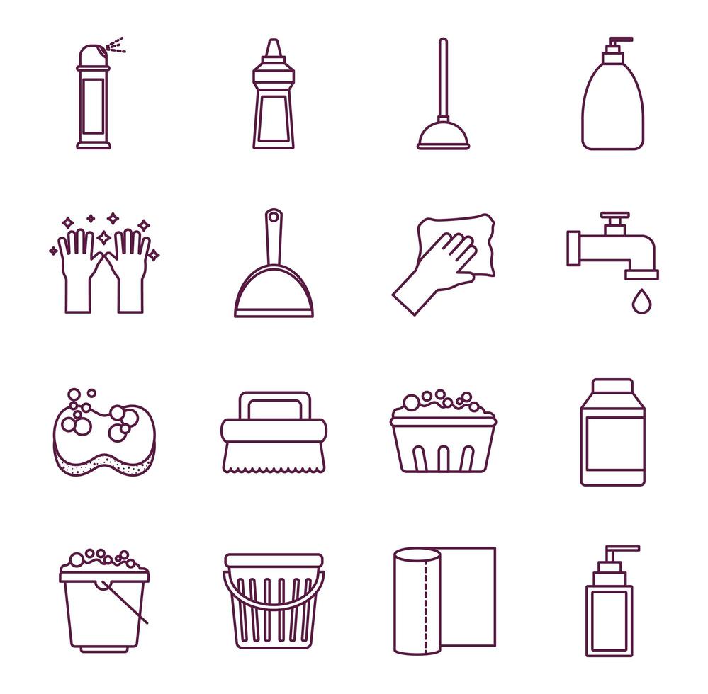 Cleaning service icon set vector