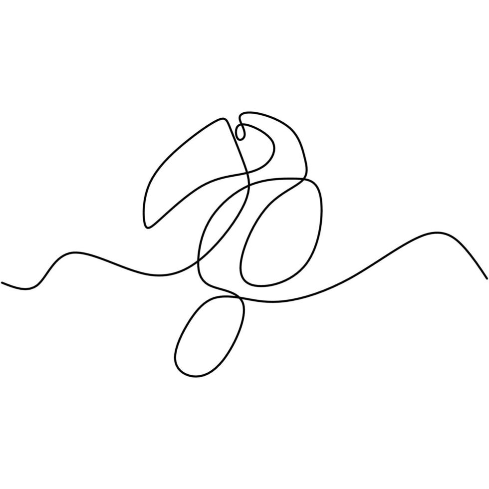 One continuous line drawing of cute toucan bird. A beautiful exotic bird with a peak isolated on white background. Endangered animal mascot concept for national conservation park icon. vector