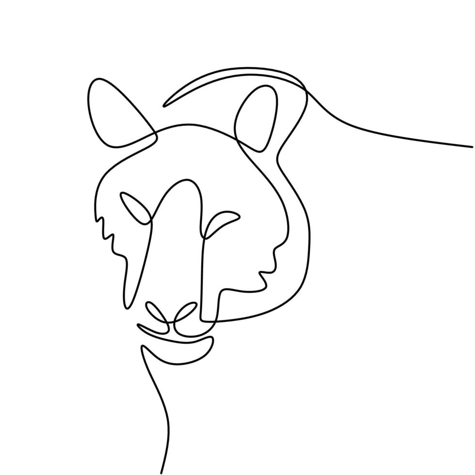 tigre dibujo de una línea aislado sobre fondo blanco. tigre animal salvaje está caminando en la jungla. concepto de vida salvaje. diseño animal de contorno minimalista. ilustración de dibujo vectorial vector