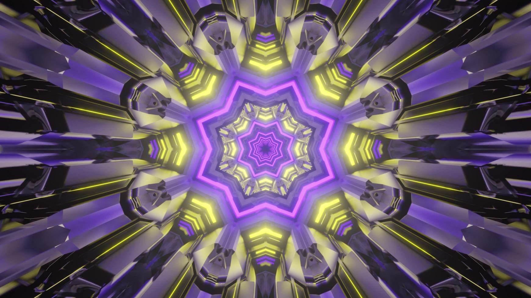 Glowing multicolored kaleidoscopic tunnel 3d illustration photo