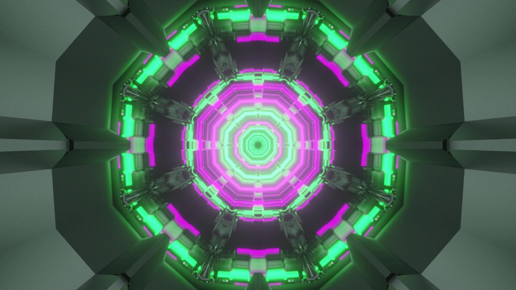 Virtual tunnel with neon lights 3d illustration photo