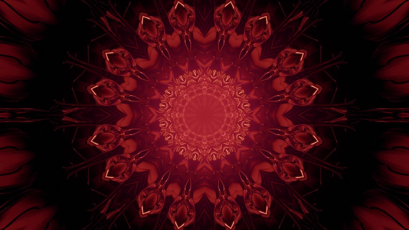 Ilustración 3d de túnel rojo brillante ornamental foto