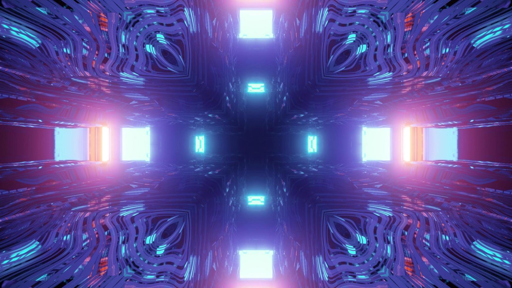 Futuristic corridor with neon illumination 3d illustration photo