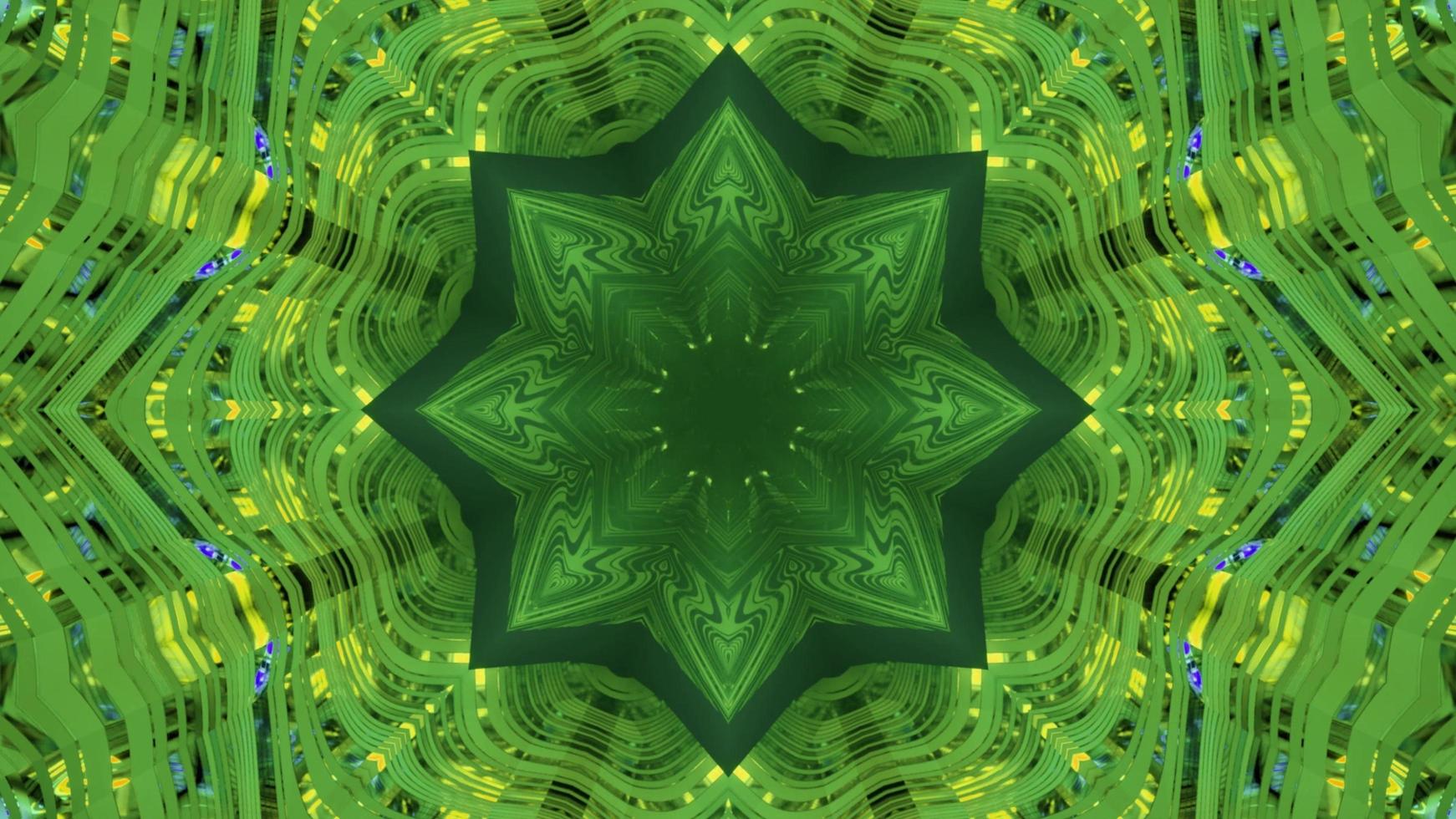 Bright star shaped kaleidoscope ornament 3d illustration photo