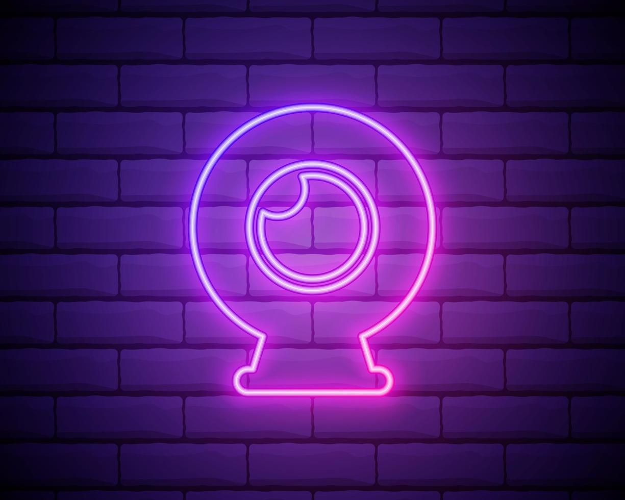 Webcam icon. Element of Minimalistic icons for mobile concept and web apps. Neon Webcam icon can be used for web and mobile on brick wall background. vector