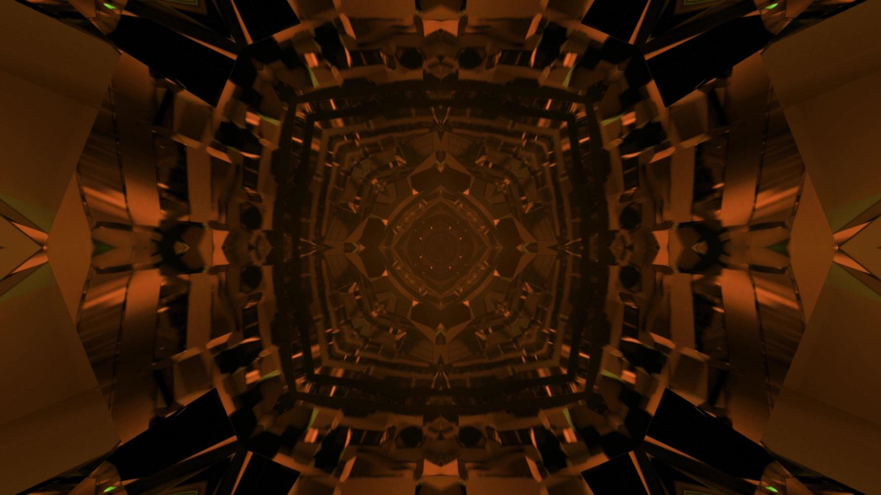 Ilustración 3d del túnel de cristal naranja foto