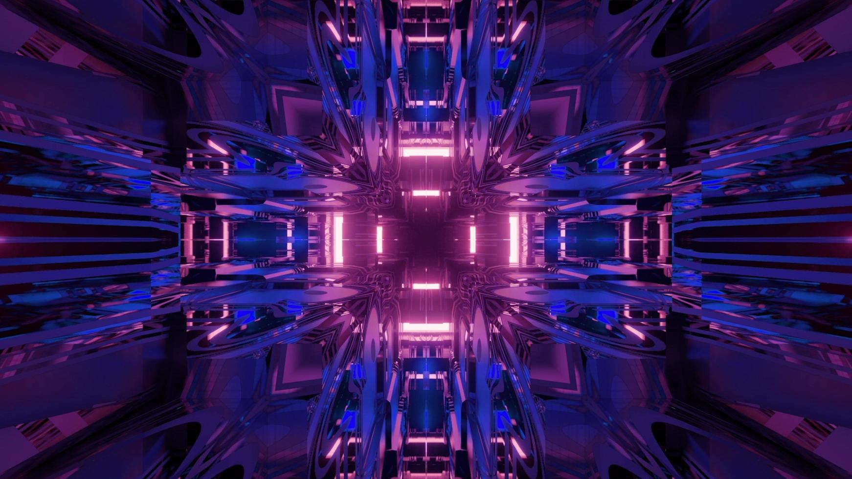 Illuminated tunnel with futuristic design 3d illustration photo