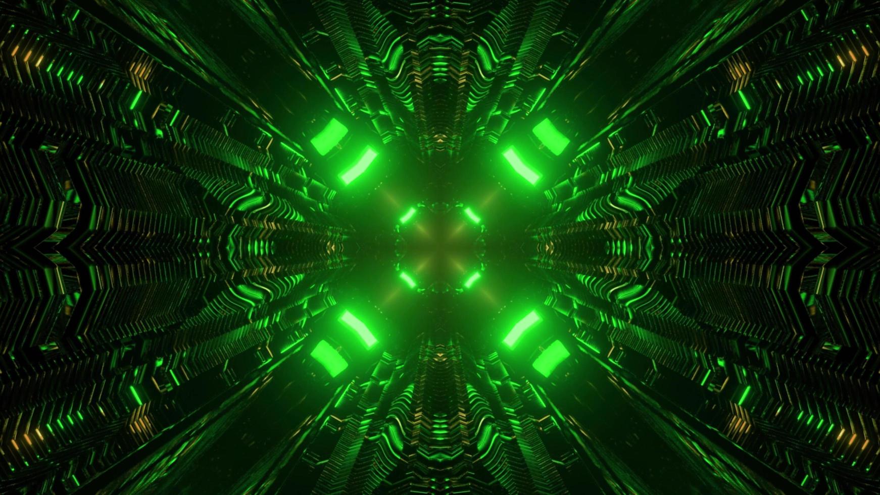 3D illustration of abstract neon tunnel photo