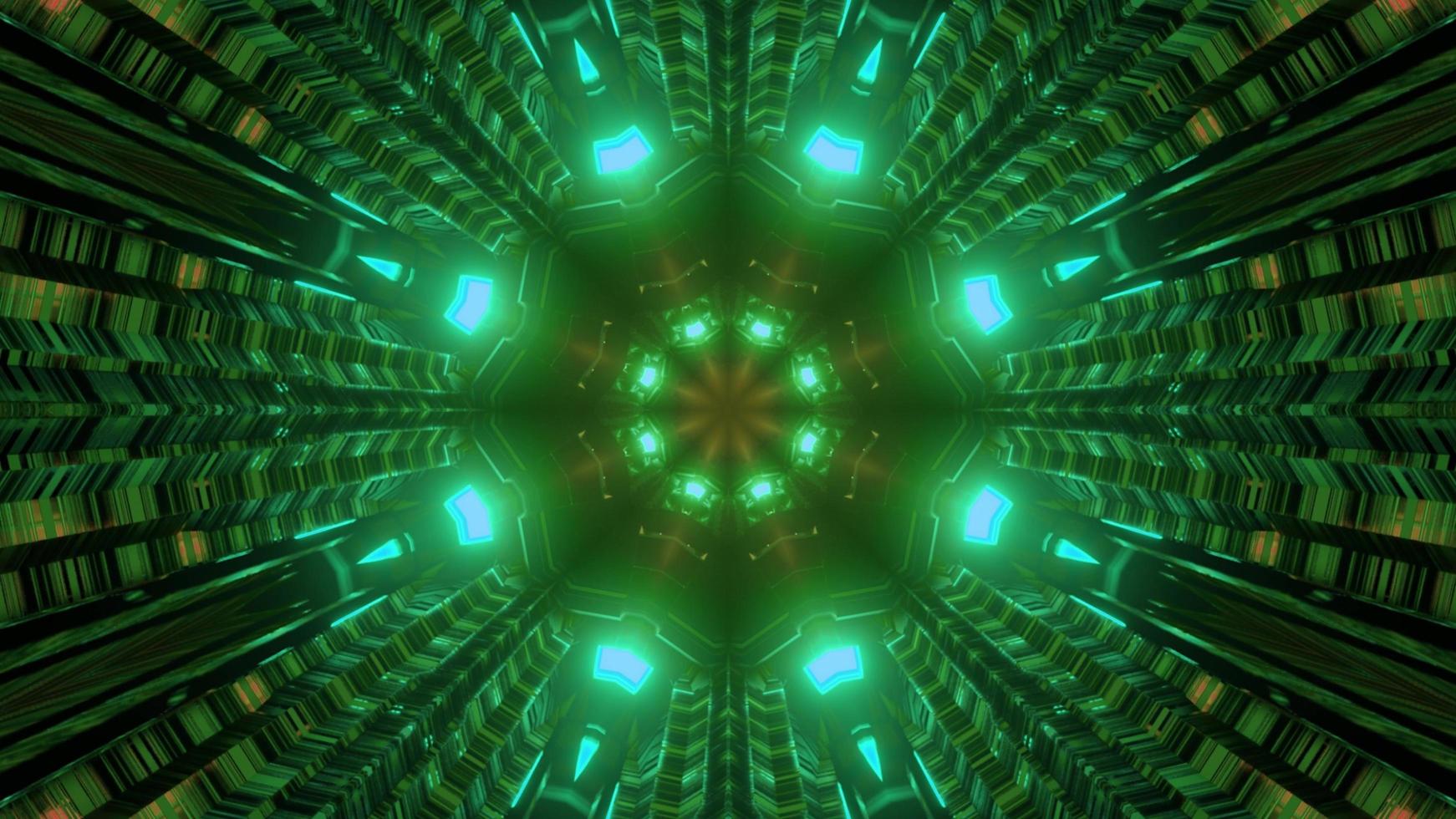 Gleaming green neon pattern 3d illustration photo