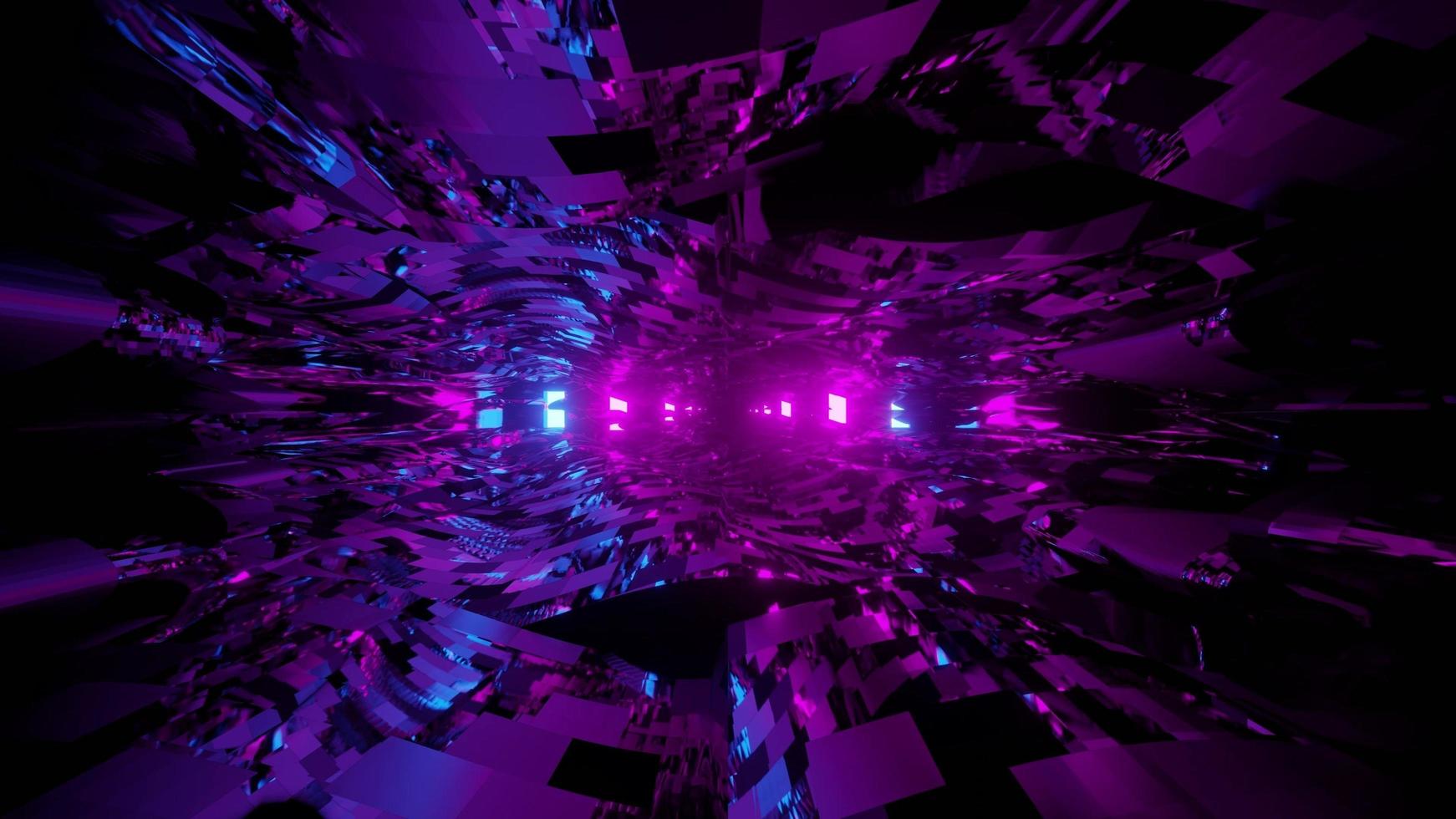Ilustración 3d borrosa abstracta de ondas transparentes contra luces púrpuras foto