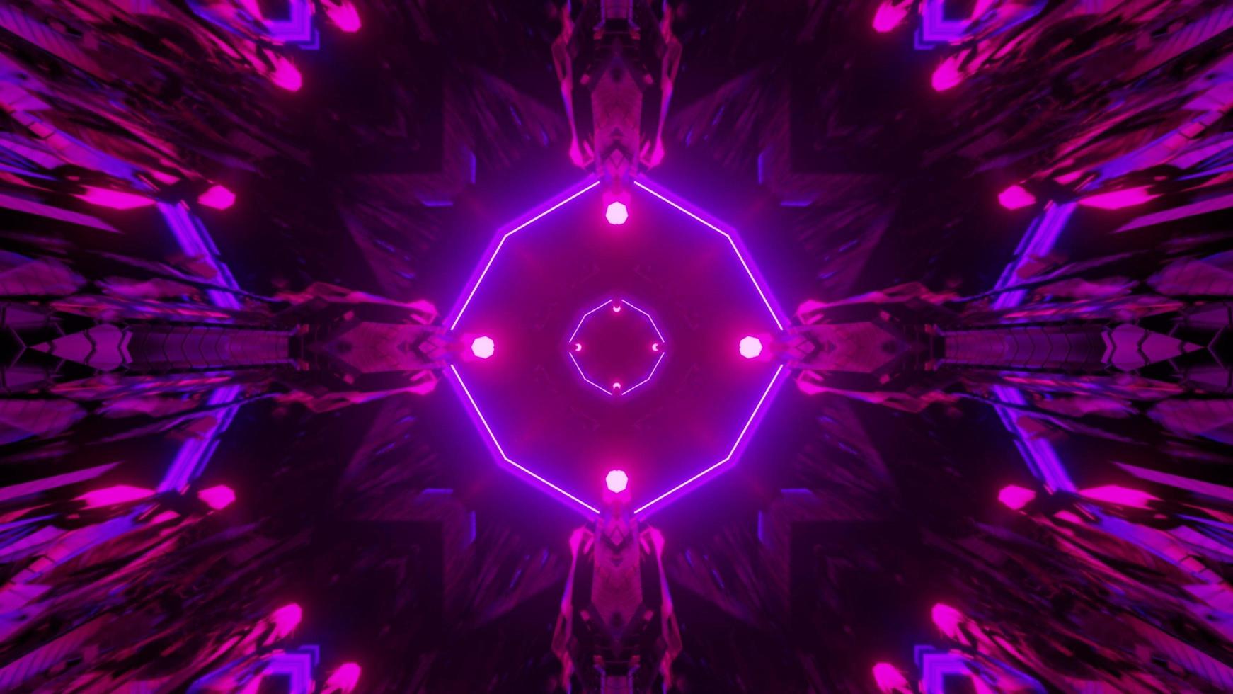 Glowing neon design of futuristic tunnel 3d illustration photo