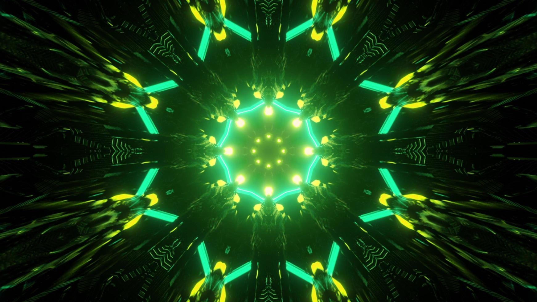 Endless tunnel with green lights 3d illustration photo