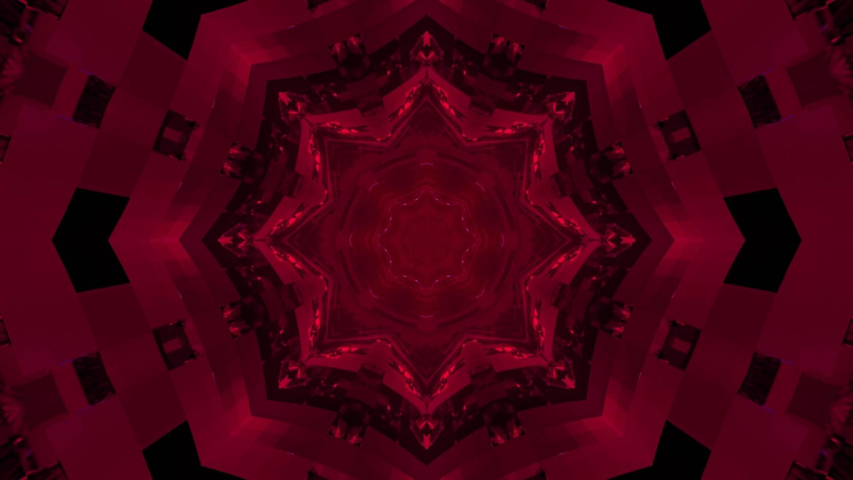 3D illustration of symmetric fuchsia kaleidoscope background photo