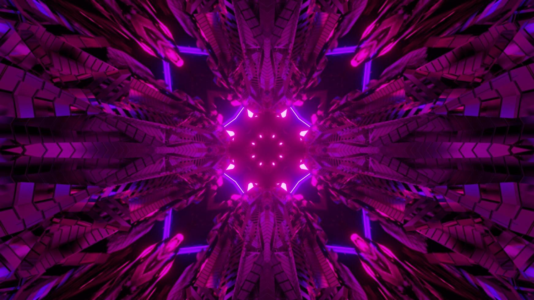 Ornamental futuristic design with glowing lights 3d illustration photo