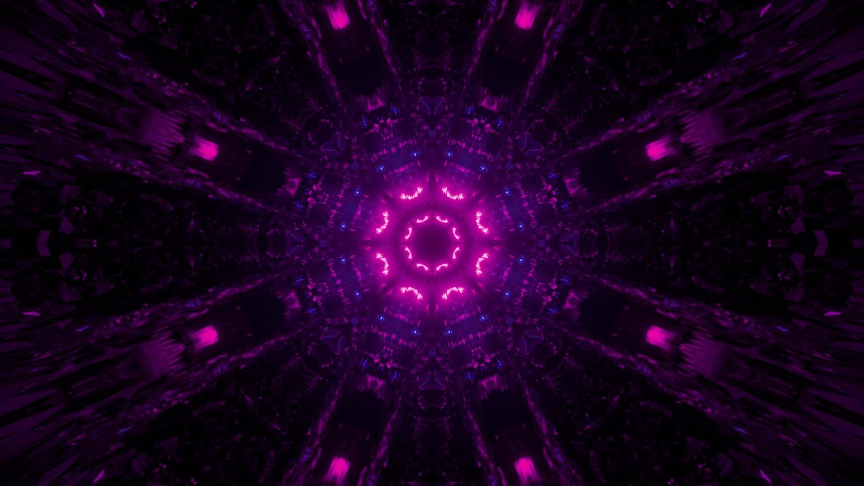 3D illustration of round tunnel with pink illumination photo