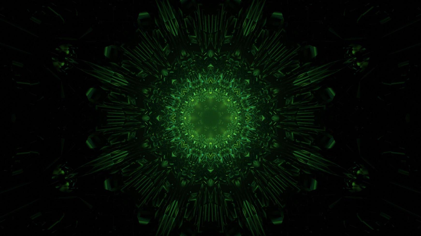 3d illustration of green endless corridor photo