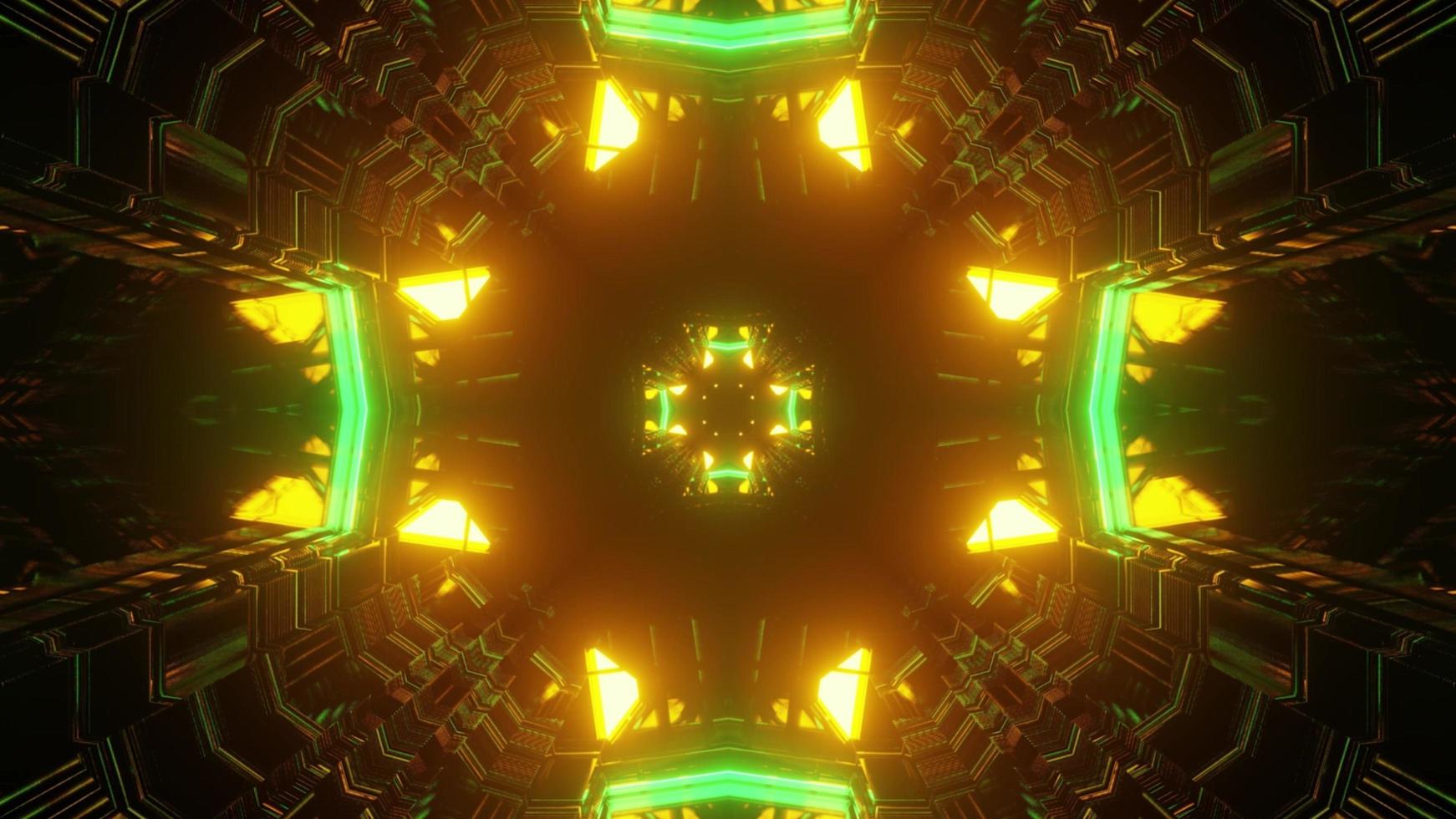 3d illustration of cross shaped endless corridor photo