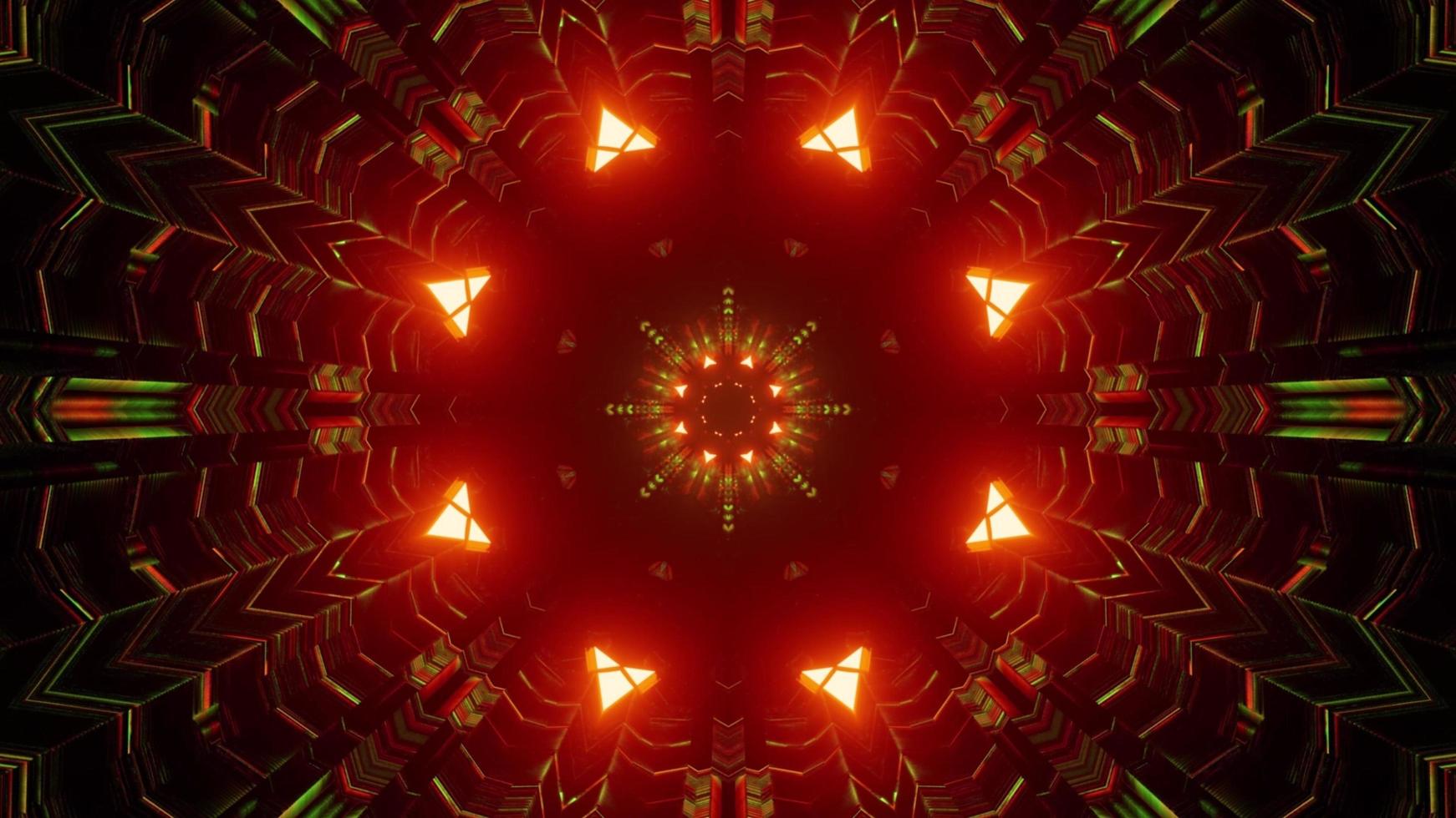 Ilustración 3d de túnel geométrico con adornos simétricos foto