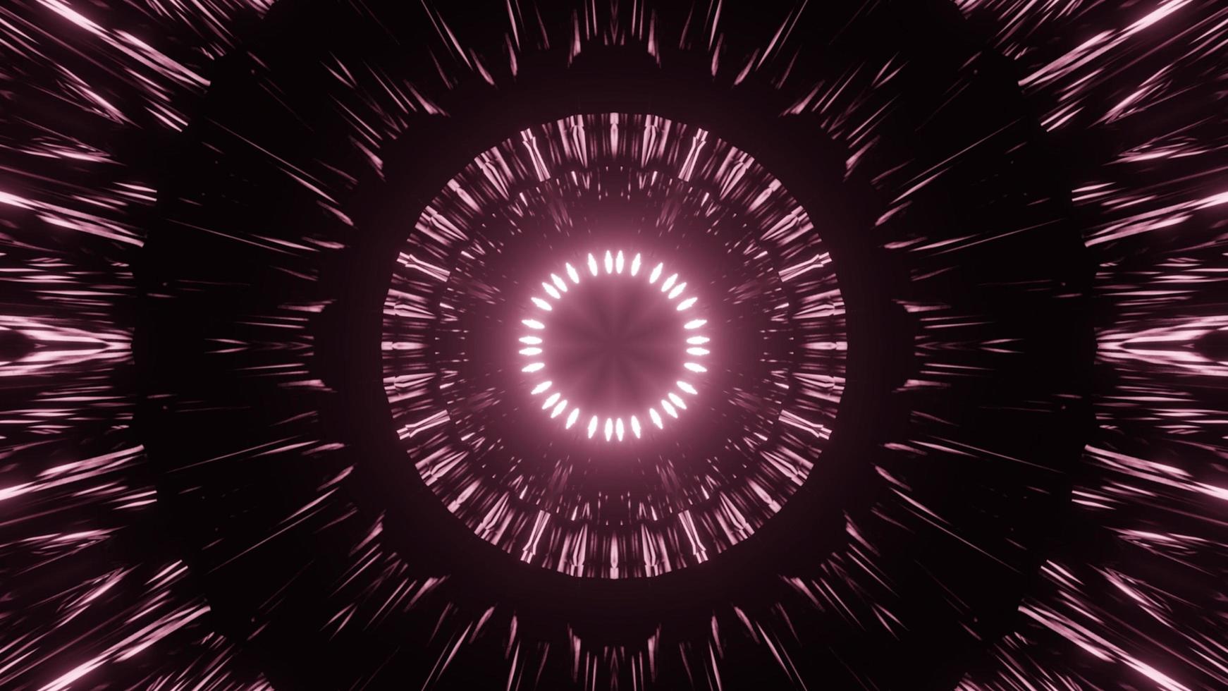 Glowing luminous round center of dark tunnel on 3d illustration photo