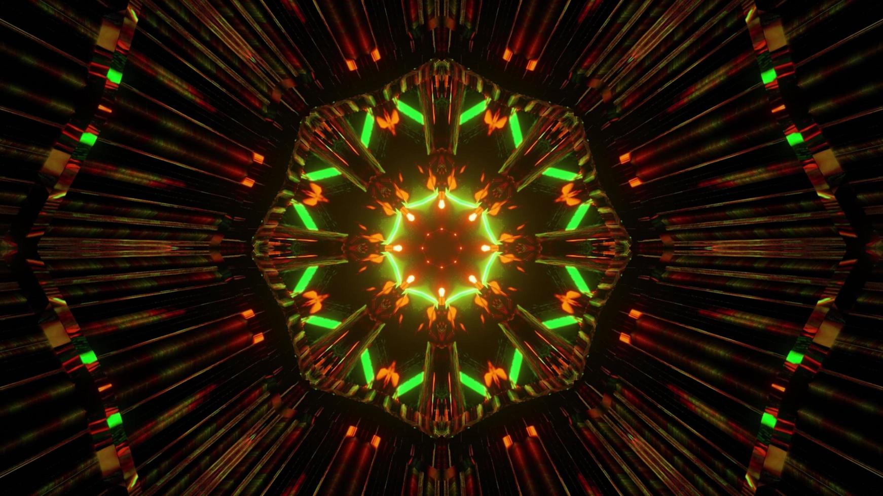 Ilustración 3d abstracto de patrón mandala esférico luminoso foto