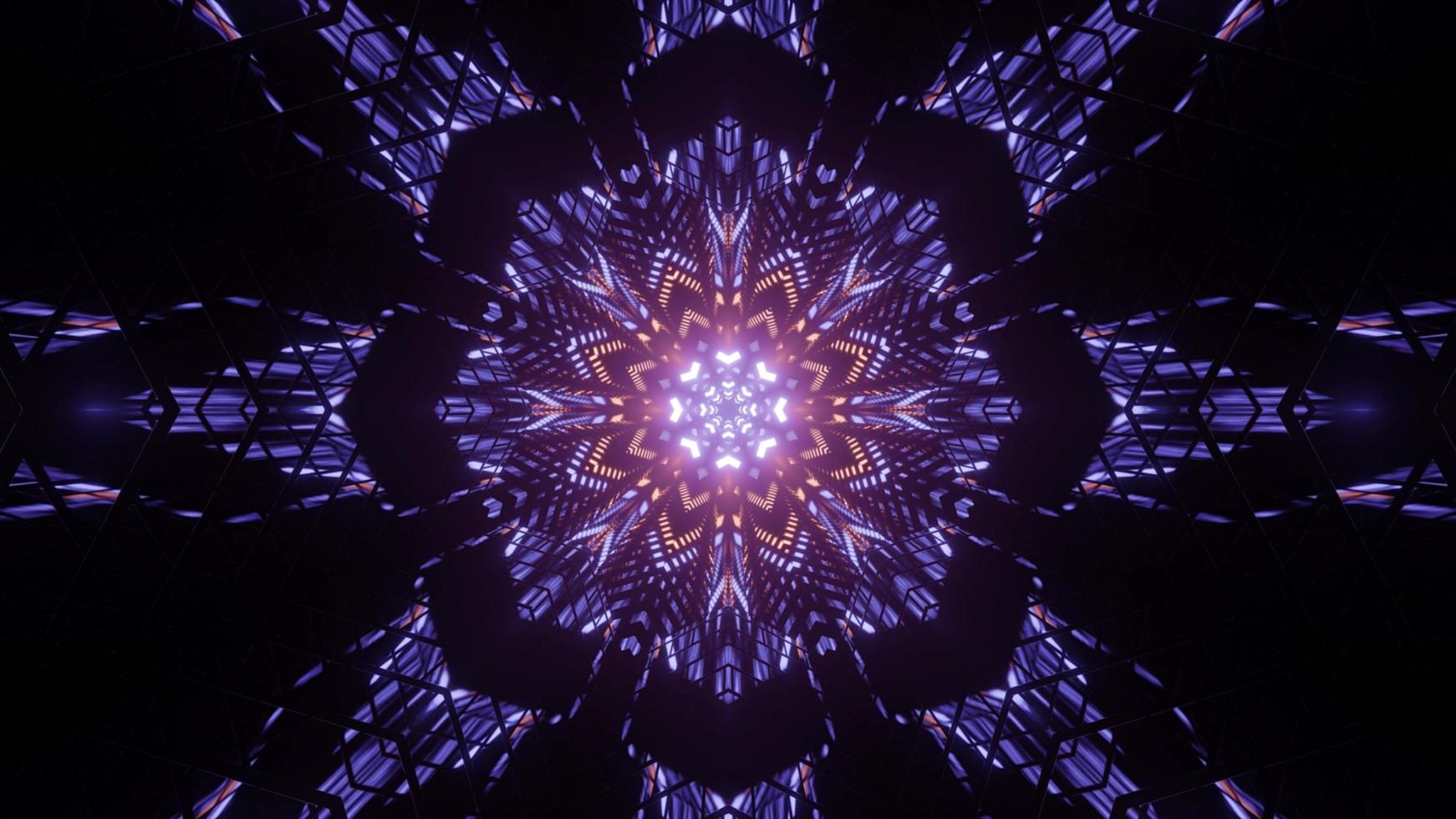 Ornamental 3d illustration of geometric luminous patterns photo