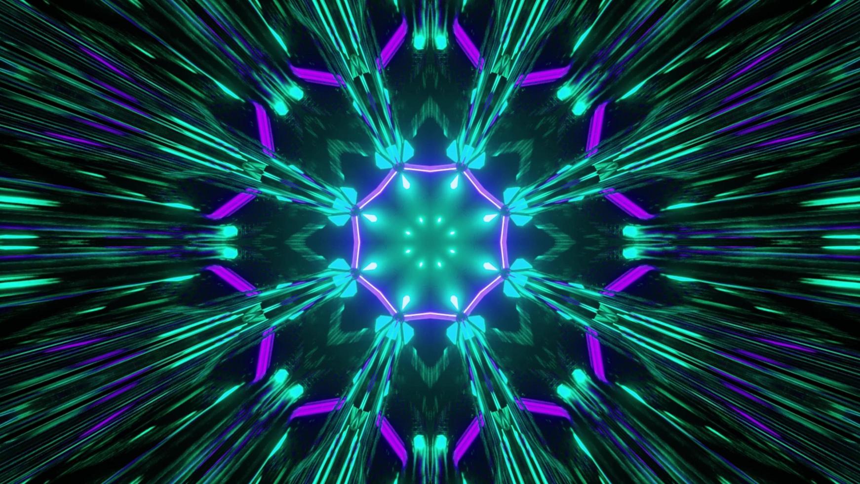 ilustración geométrica 3d de patrón luminoso en forma de flor foto