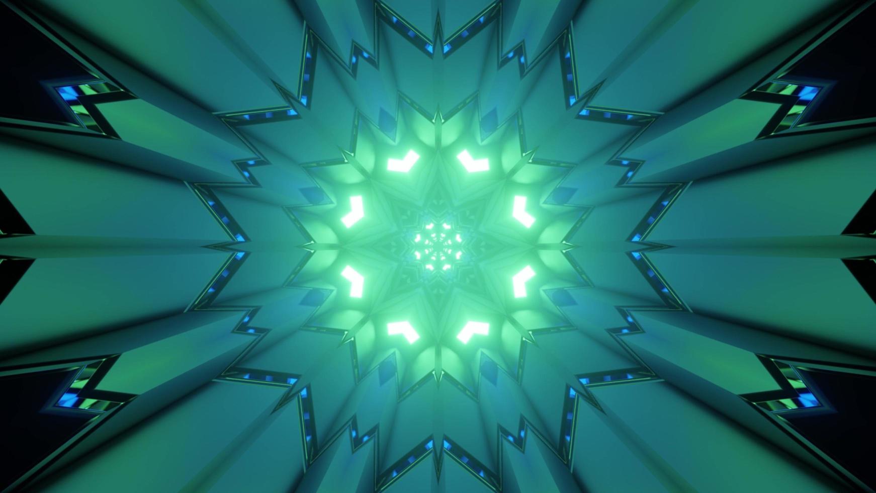 Futuristic 3d illustration of green poly angular kaleidoscope photo