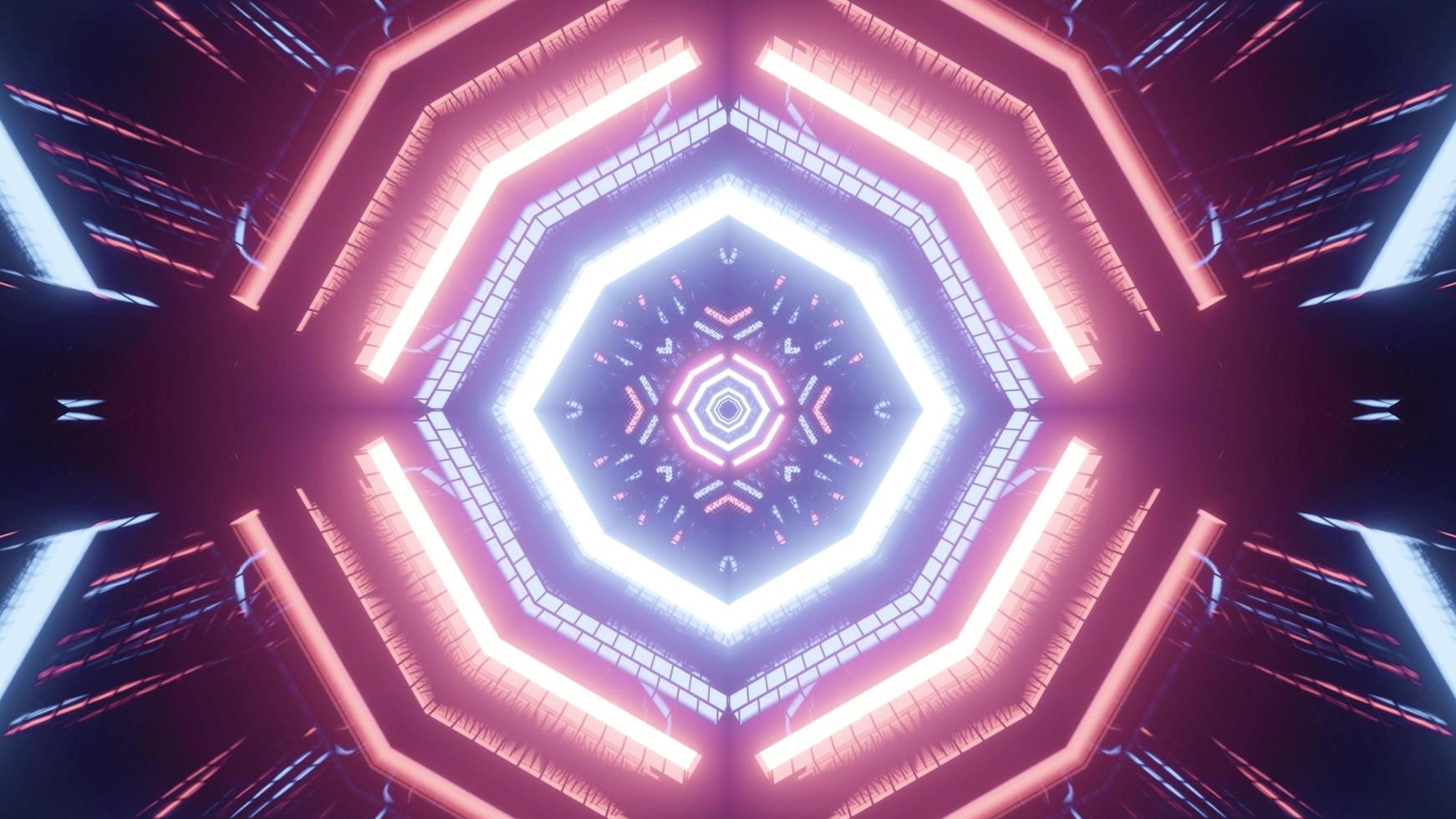 Luminous 3d illustration of glowing spherical corridor photo