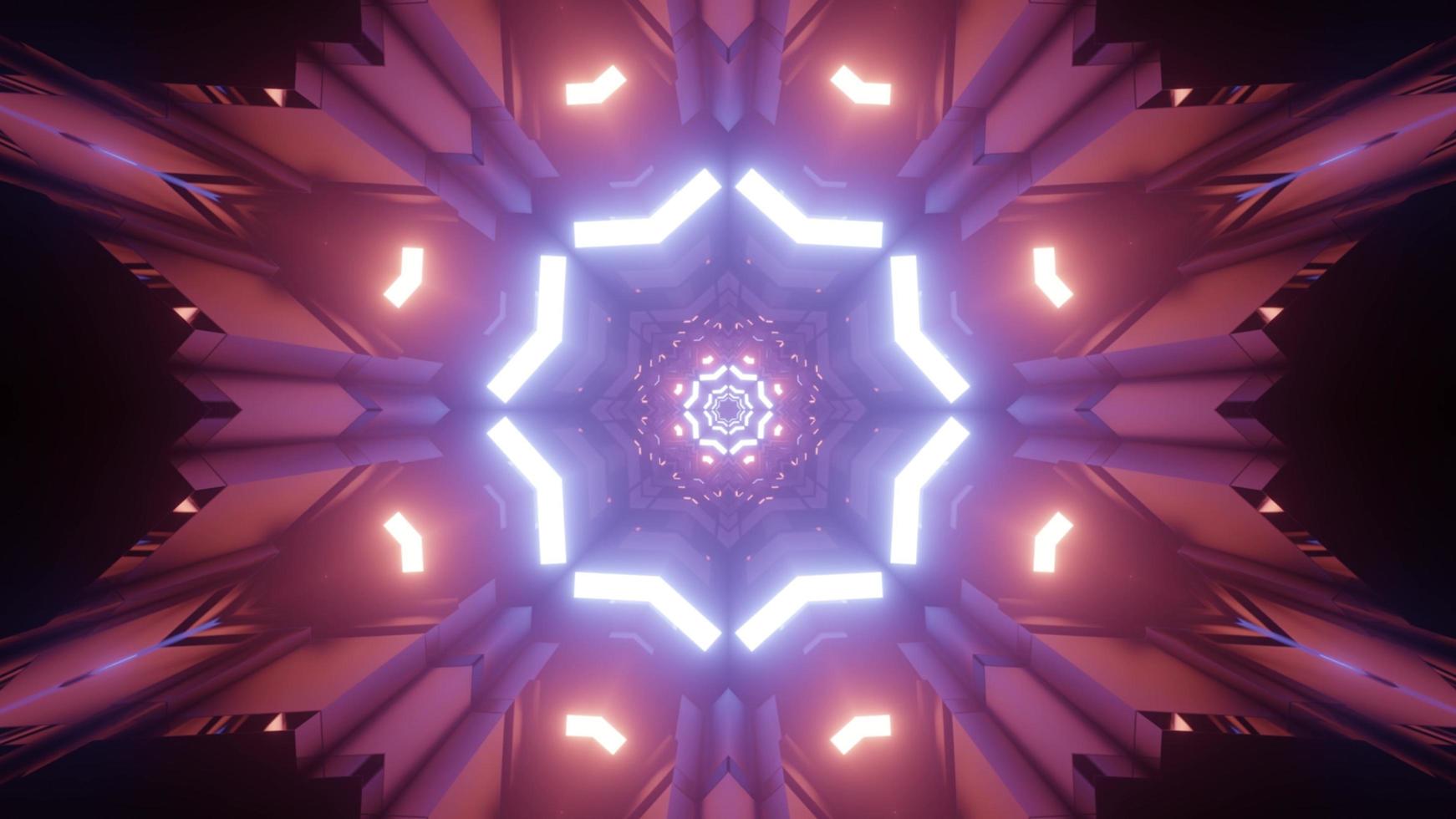 estrella de neón brillante con adornos geométricos ilustración 3d foto