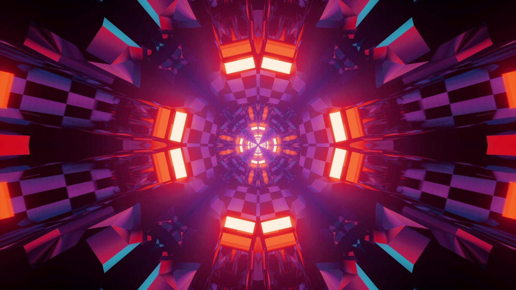 Glowing colorful neon illumination with geometric pattern 3d illustration photo