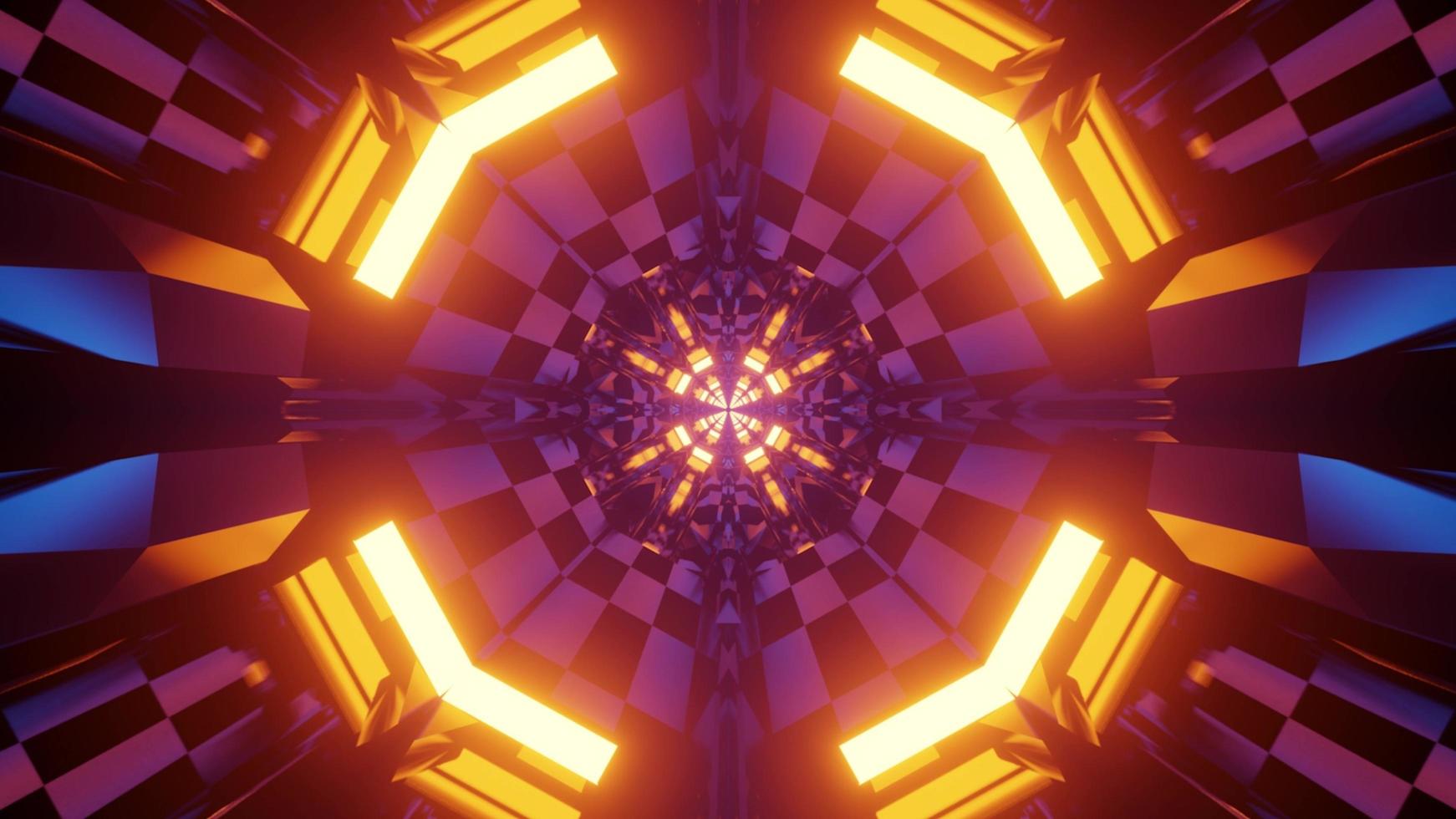 Multicolored geometric structure with neon lights 3d illustration photo