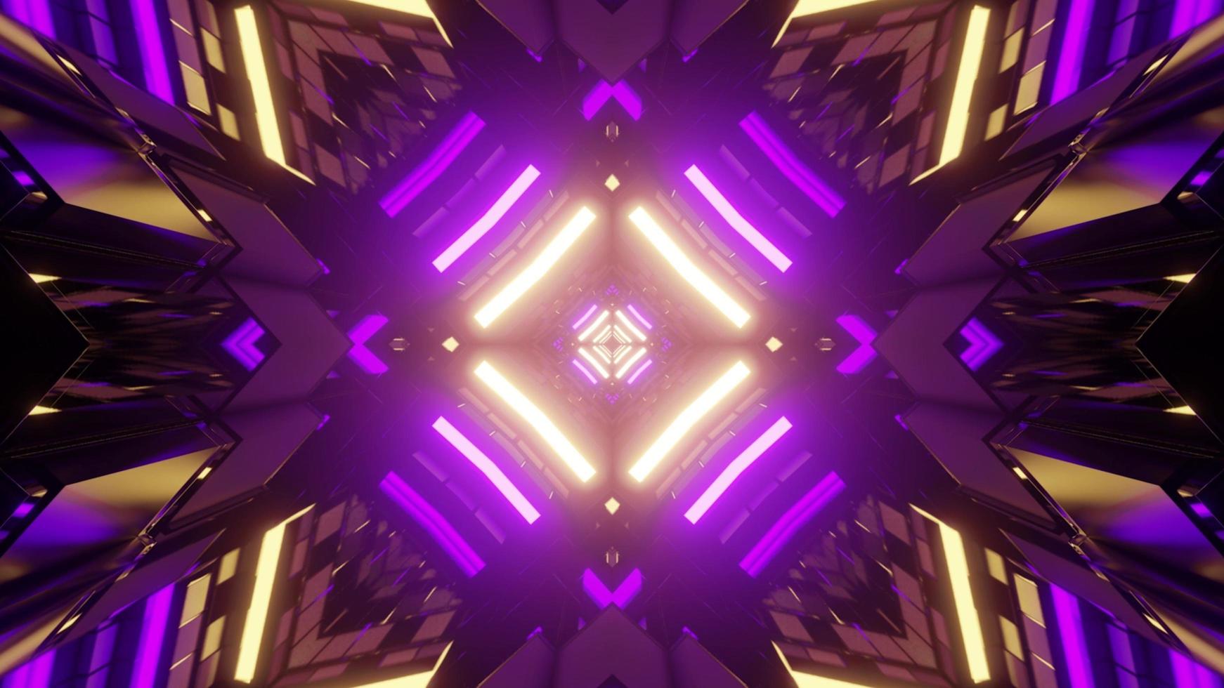 Geometric background with neon lights in 3D illustration photo