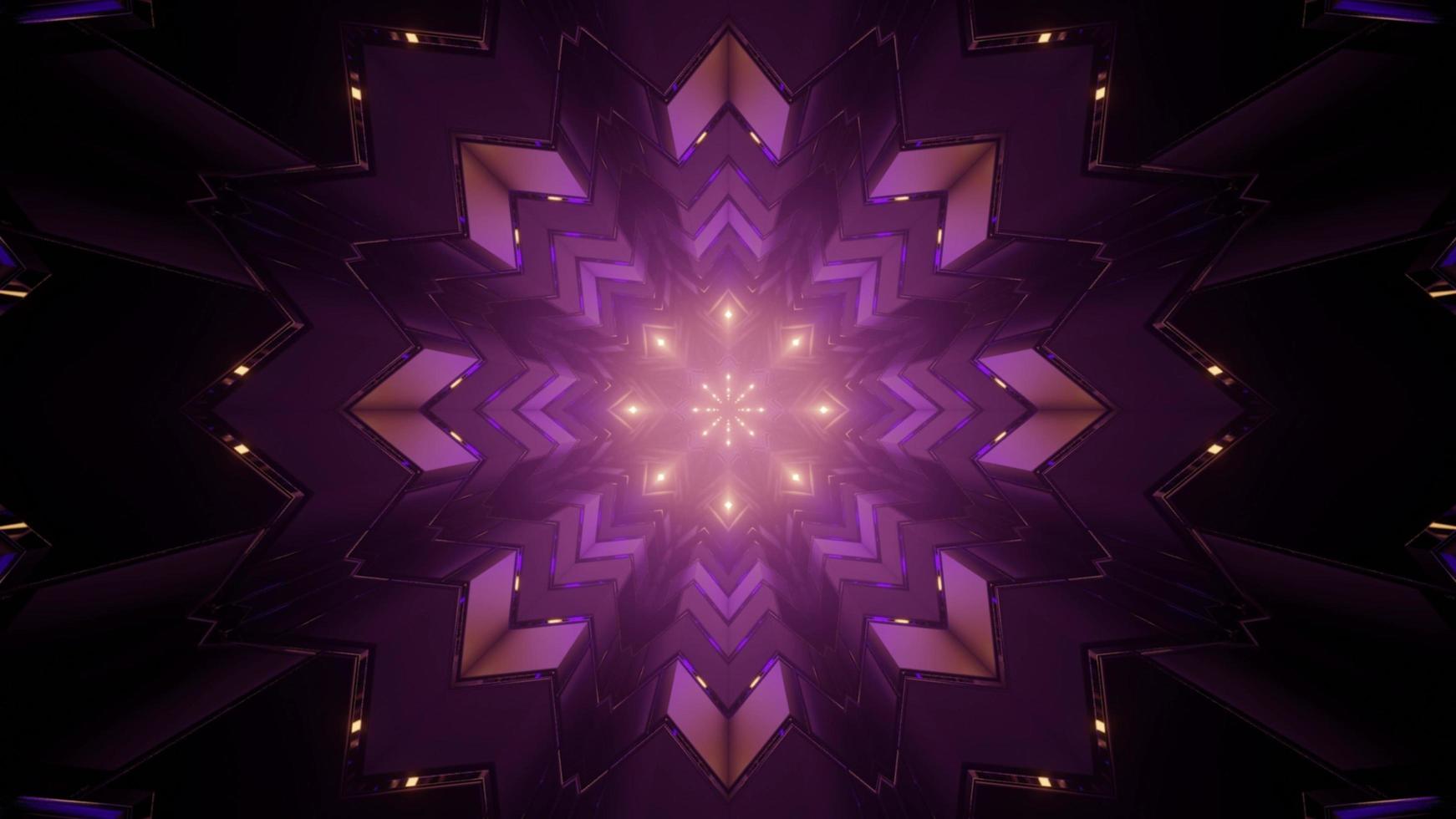 3D illustration of looped kaleidoscope geometric pattern in dark tunnel photo