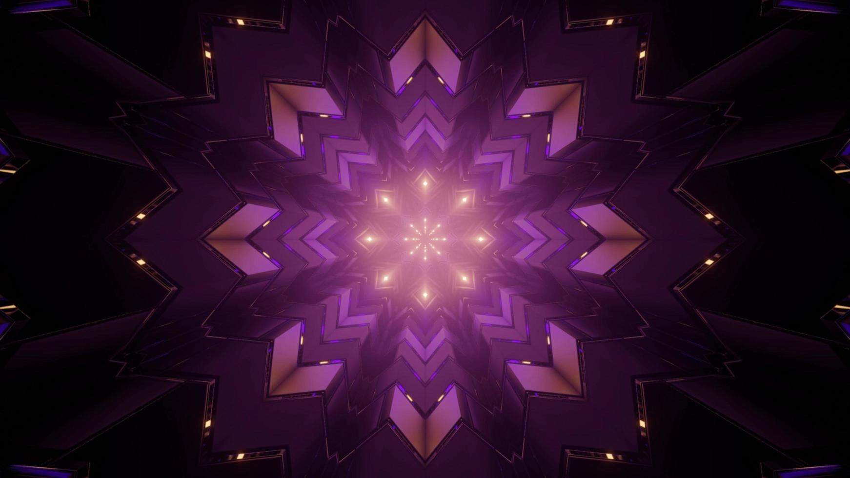 3D illustration of looped kaleidoscope geometric pattern in dark tunnel photo