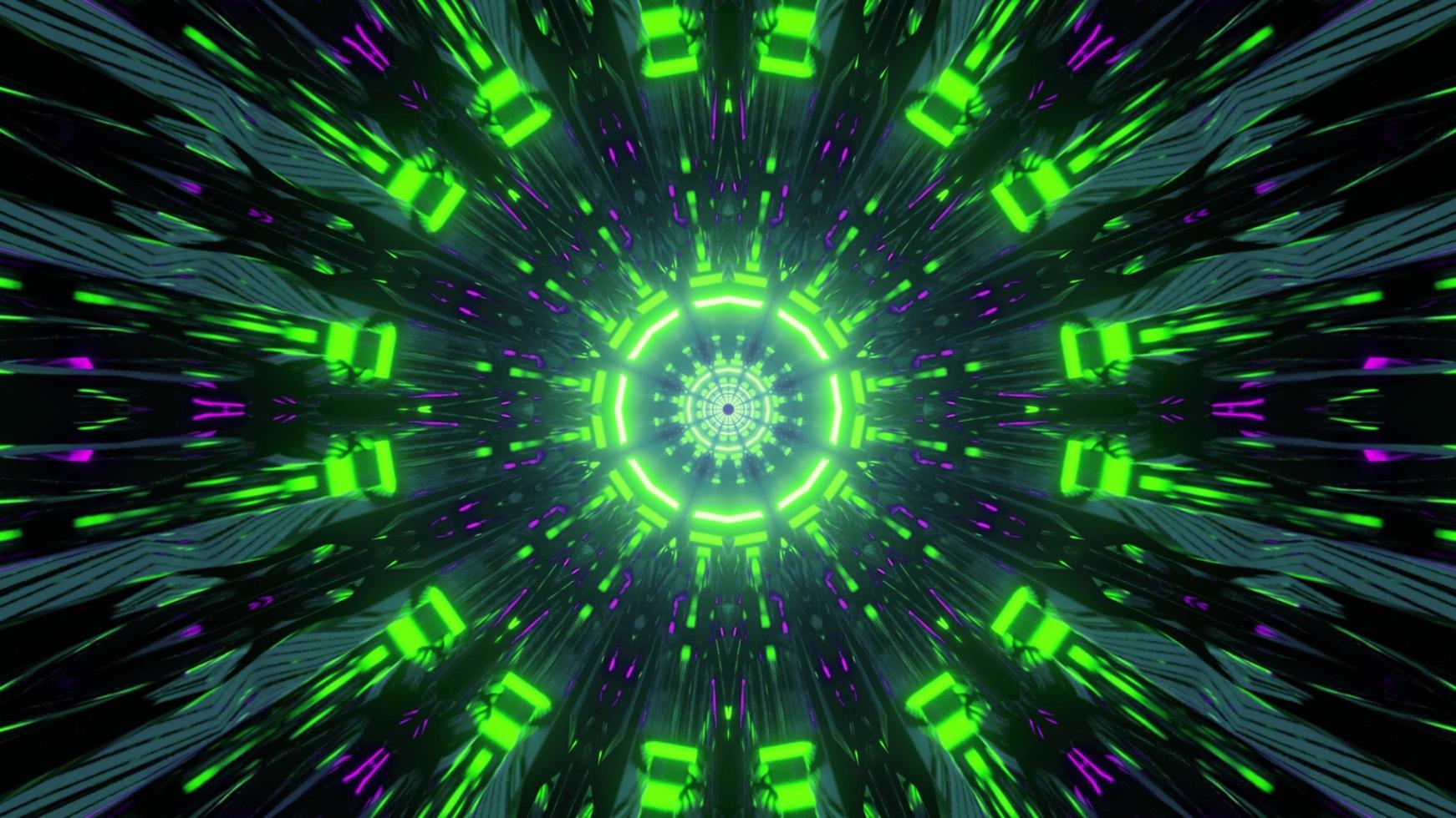 Geometric reflection in dynamic tunnel on 3d illustration photo
