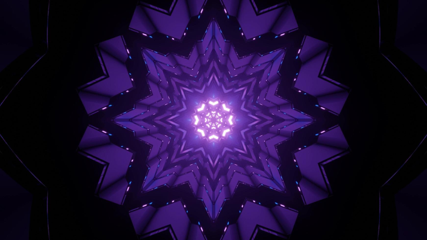 Symmetrical snowflake shaped pattern with glowing lamps in 3D illustration photo