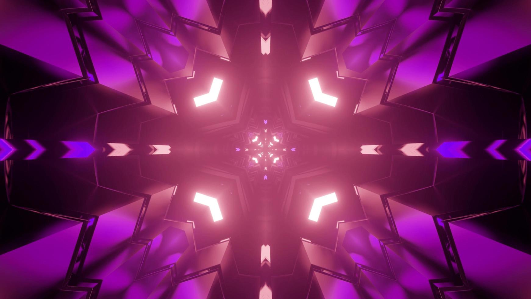 Kaleidoscope pattern with futuristic geometric figures in 3D illustration photo