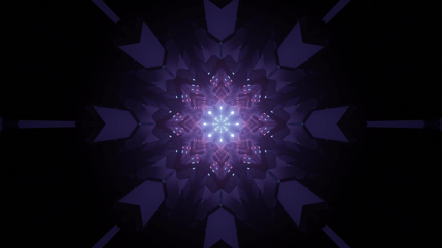 Violet geometric pattern with glowing lights 3d illustration photo