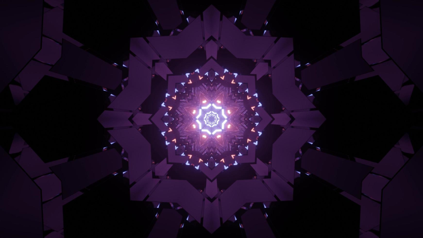 Ilustración 3d de iluminación de neón geométrica púrpura futurista foto