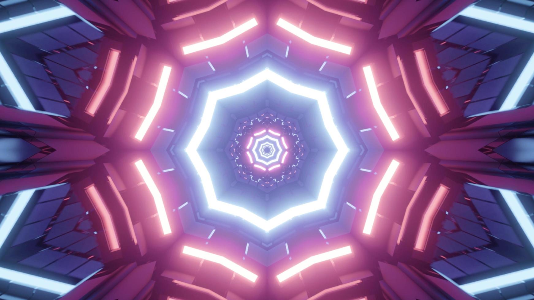 Futuristic interior of sci fi corridor with neon lights 3d illustration photo