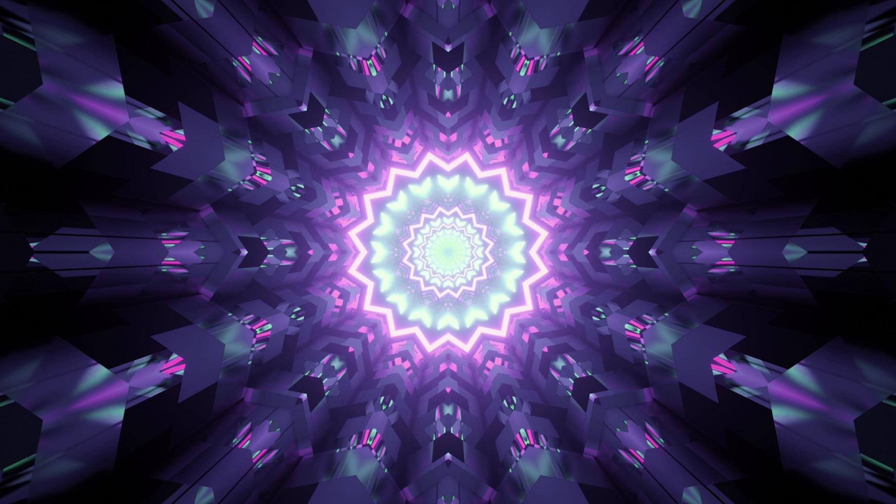 3d illustration of bright tunnel in shape of flower photo