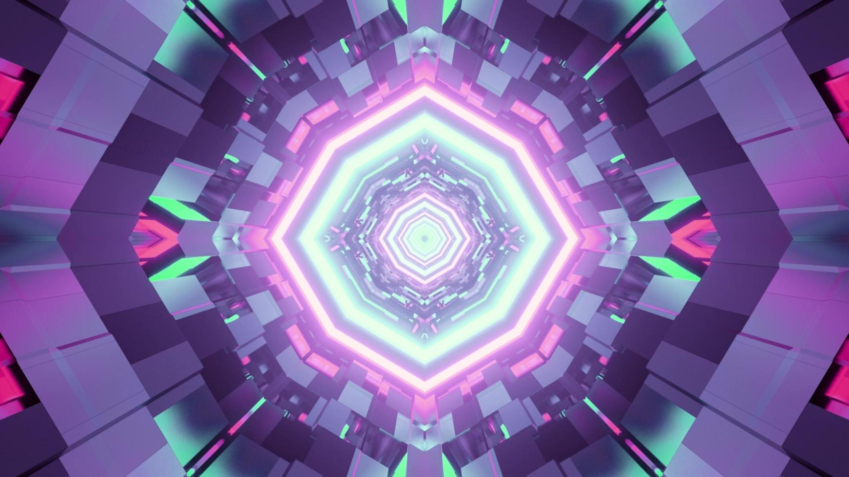 3D illustration of multicolored abstract geometric pattern with shiny figures photo
