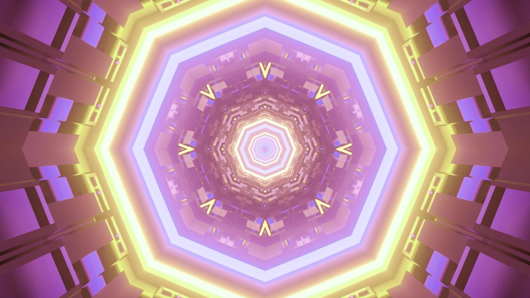 Symmetrical pattern with neon lines in 3D illustration photo