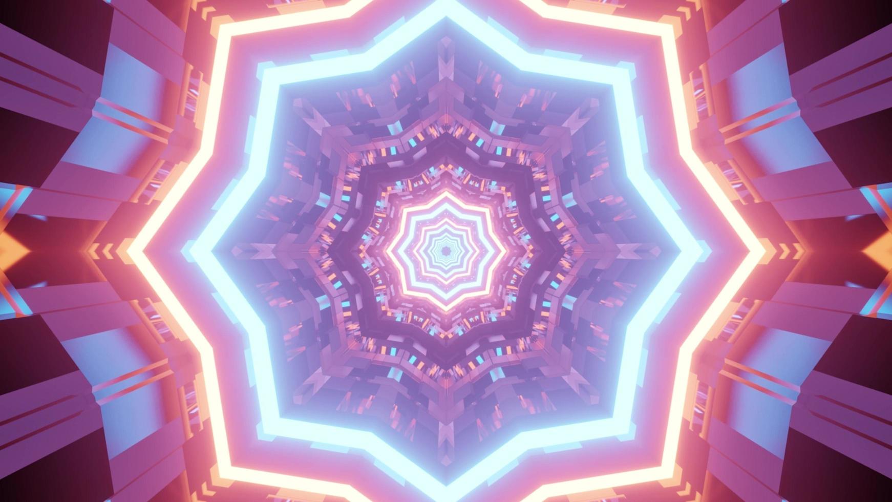 Shiny geometrical pattern in tunnel in 3D illustration photo