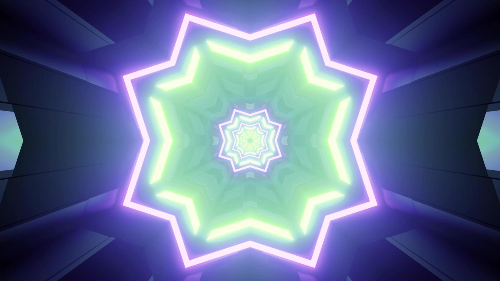 Ilustración 3d de ornamento geométrico verde y púrpura vibrante foto