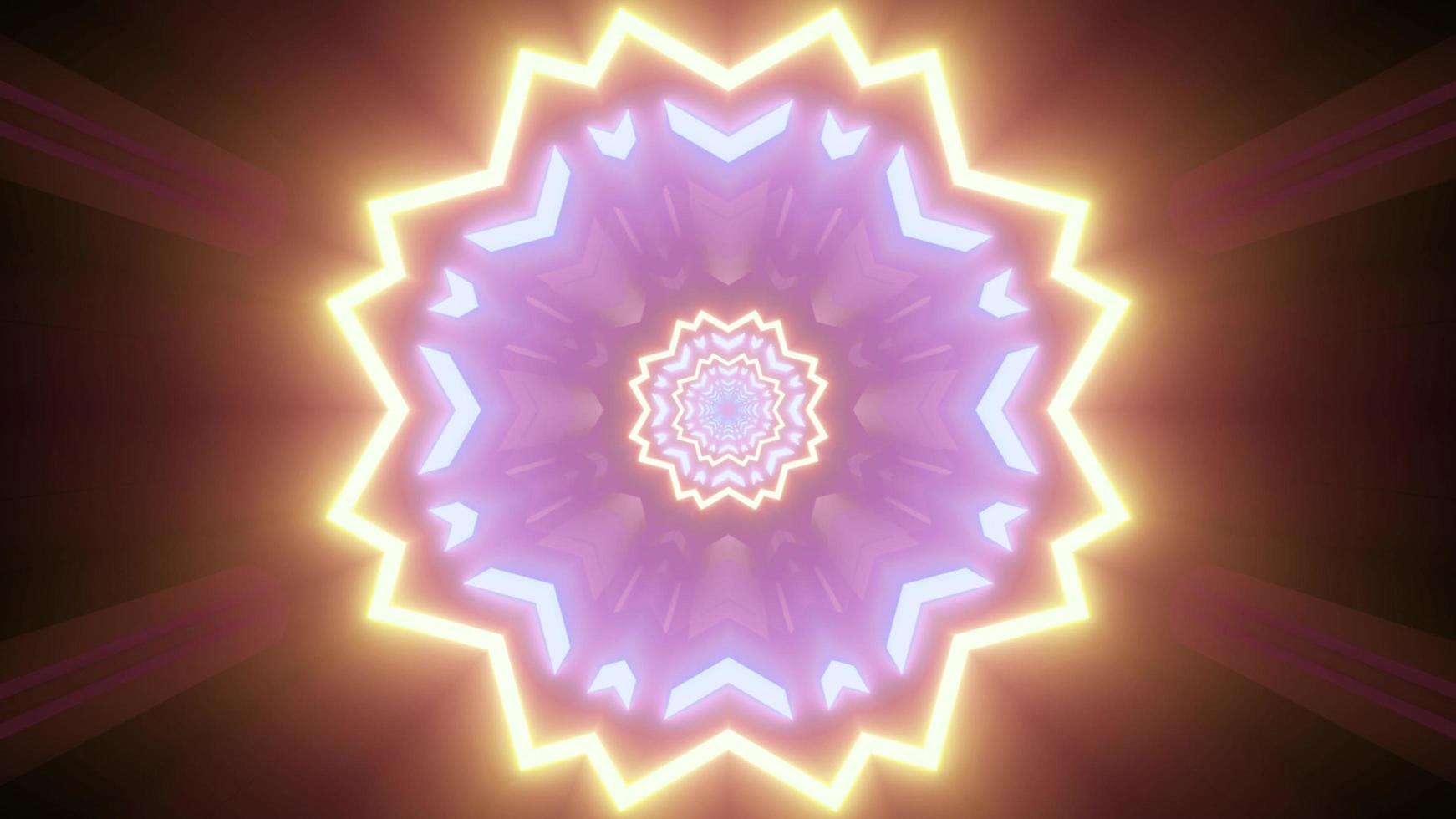 Geometric flower neon ornament 3d illustration photo