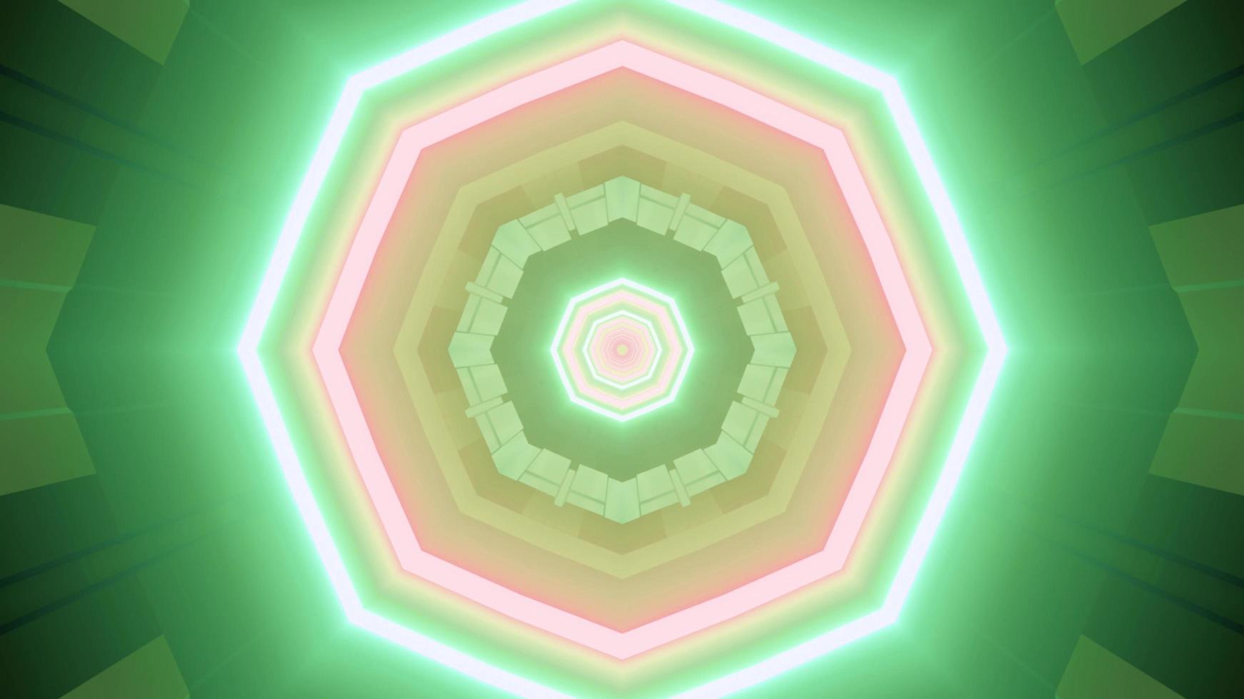 Futuristic geometric structure with neon lines 3d illustration photo