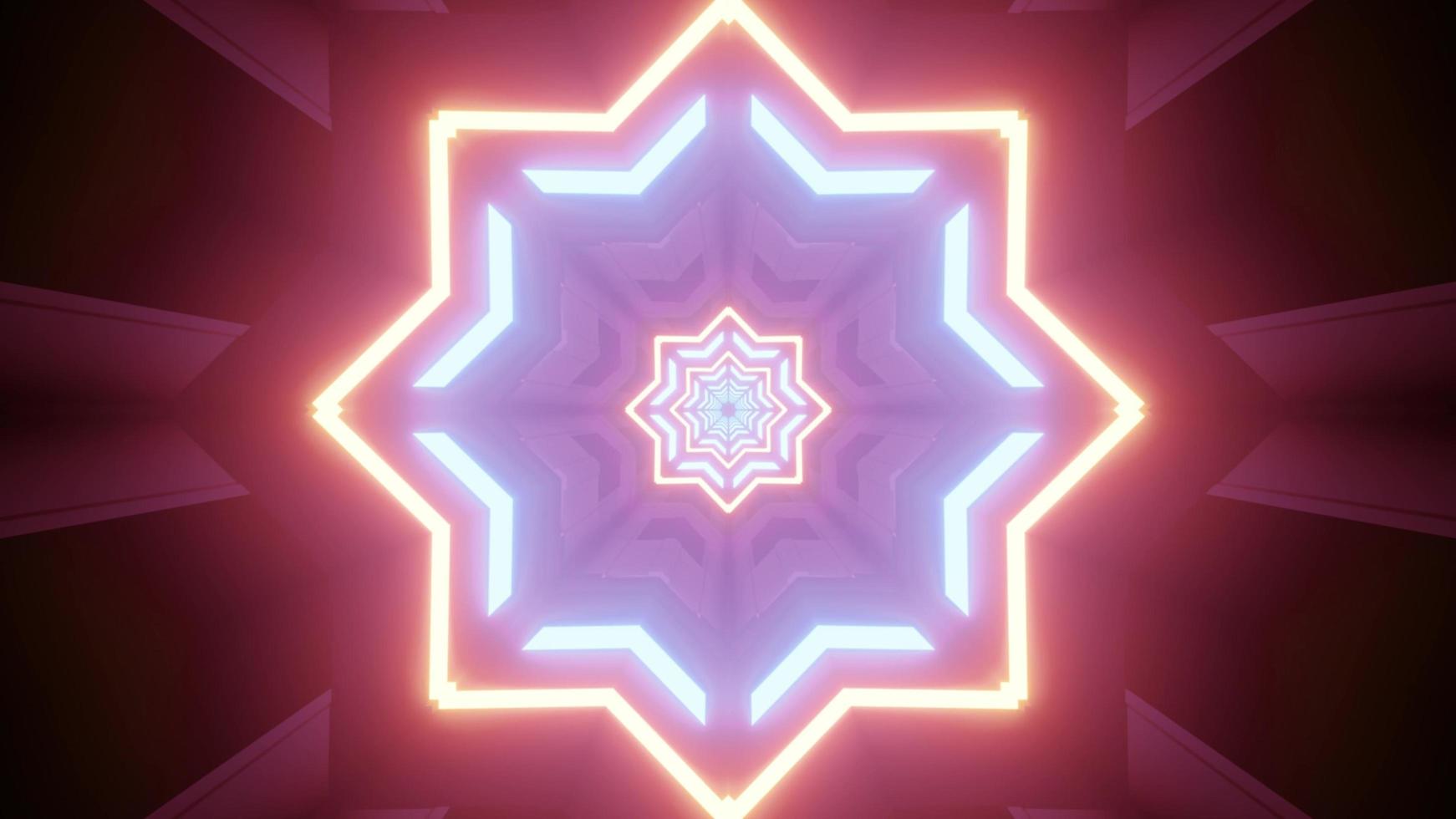 Neon colored octagonal star pattern 3d illustration photo